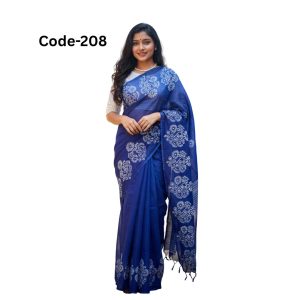 Semi Muslin Silk Blue Saree with Attached Blouse Piece