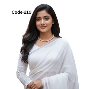 Semi Muslin Silk White Saree with Lace